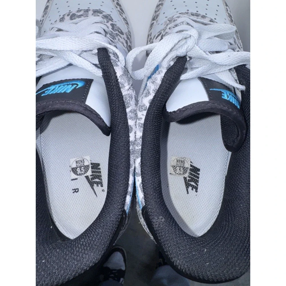 Nike Air Force 1 Low Leopard Print Blue Swoosh DJ6192 001 Mens 9.5 - Picture 6 of 11